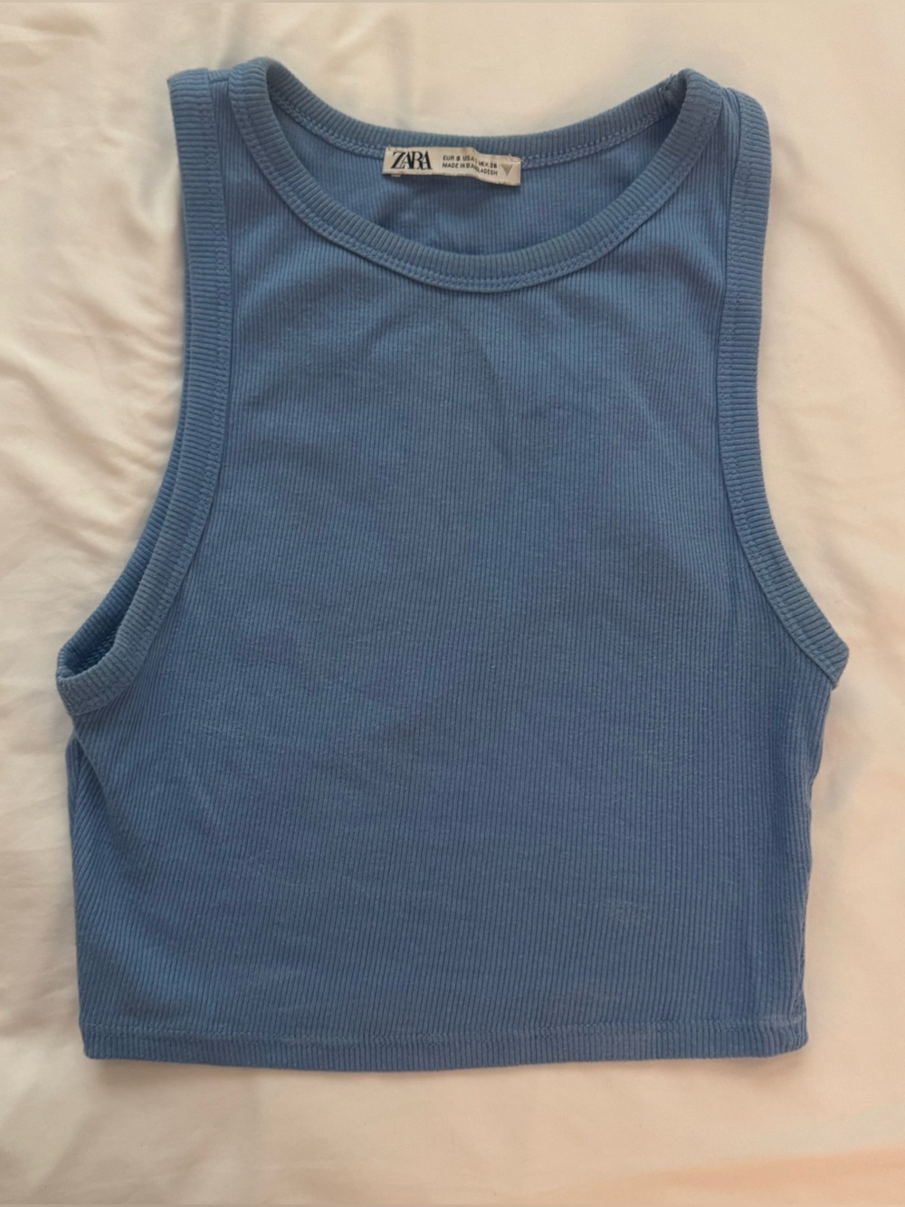 Zara Light Blue Ribbed Tank Top